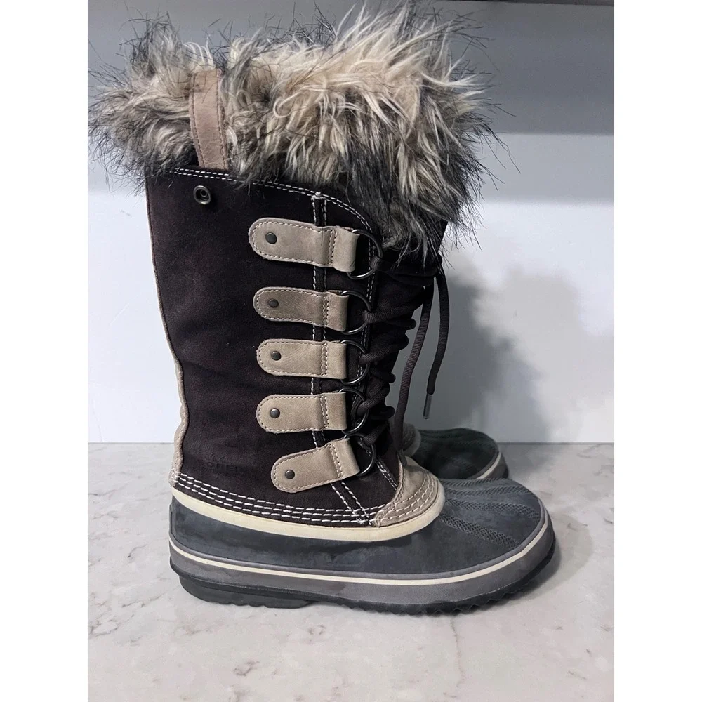 Sorel Women's Joan of Arc Boots Waterproof Fur Trimmed Lace Up Size 8‎ (READ)